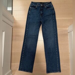 The Kooples Dark Blue Straight-Leg Jeans with Side Studs